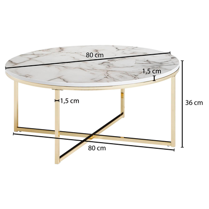 Artikelbild 2 für WOHNLING Couchtisch rund MDF-Platte marmor 80,0 x 80,0 x 36,0 cm, 1 St., Artikelnummer 439127