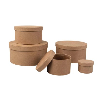 Artikelbild 2 für Rayher rund Geschenkboxen-Set braun, 5 St., Artikelnummer 779233