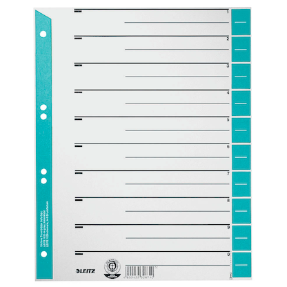 Artikelbild für LEITZ Trennblätter 1652 DIN A4 1-0 hellblau, 230 g/qm, 25 St., Artikelnummer 819938