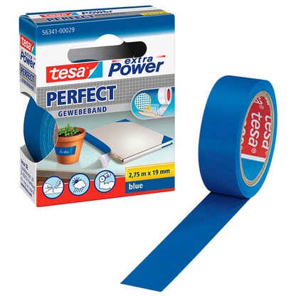 Artikelbild für tesa extra Power® Perfect Gewebeband blau 19,0 mm x 2,75 m 1 Rolle, Artikelnummer 110890