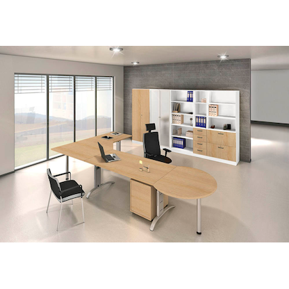 Artikelbild 4 für HAMMERBACHER Anbautisch höhenverstellbar Savona eiche, silber halbrund 60,0 x 80,0 x 65,5 - 82,5 cm, Artikelnummer 641441