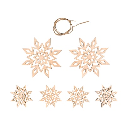 Artikelbild für Rayher Deko-Anhänger Holz-Schneeflocken natur 6 St., Artikelnummer 628997
