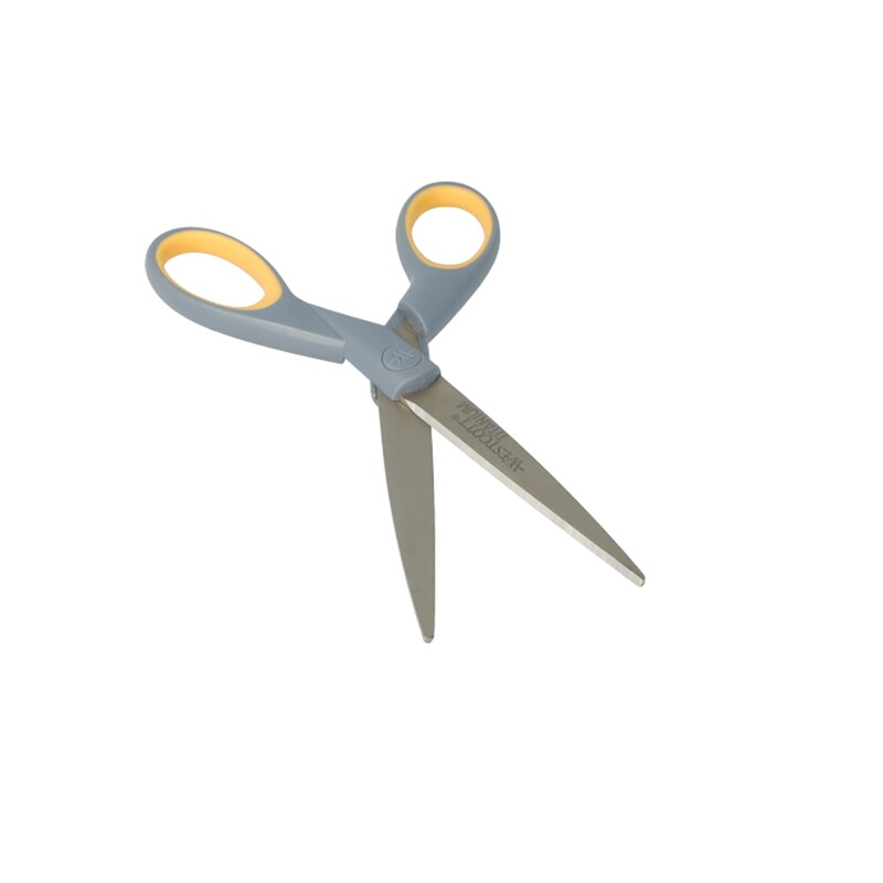 360-Grad-Artikelbild für WESTCOTT Papierschere TITANIUM Super grau-gelb 18,0 cm, Artikelnummer 398289