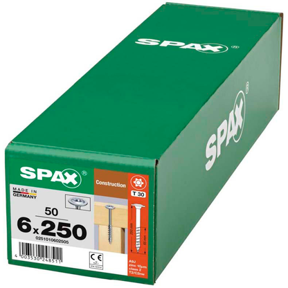 Artikelbild 8 für SPAX® Holzbauschrauben T30 Tellerkopf WIROX 0251010602505 6 mm x 250 mm, 50 St., Artikelnummer 397899