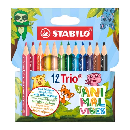 Artikelbild für STABILO Trio® dick, kurz Animal Vibes Buntstifte farbsortiert, 12 St., Artikelnummer 739439
