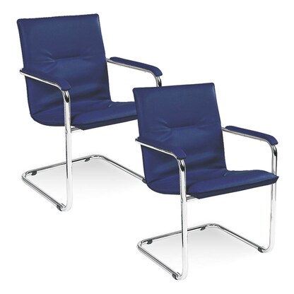 Artikelbild für Nowy Styl Besucherstühle Rumba RUMBA CR SP06 blau Leder, 2 St., Artikelnummer 487064