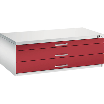 Artikelbild 4 für CP 7100 Planschrank lichtgrau, rubinrot 3 Schubladen 110,0 x 76,5 x 42,0 cm, 1 St., Artikelnummer 682455