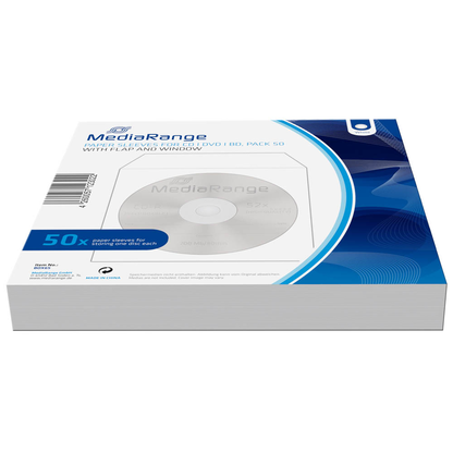 Artikelbild 2 für MediaRange 1er CD-/DVD-Hüllen Papiertaschen weiß, 50 St., Artikelnummer 415570