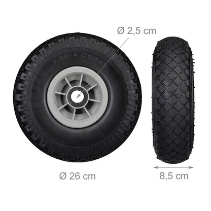 Artikelbild 8 für relaxdays Sackkarrenräder luftbereift schwarz, grau Kunststoff Felgen, Achse 2,5 cm, Artikelnummer 452163