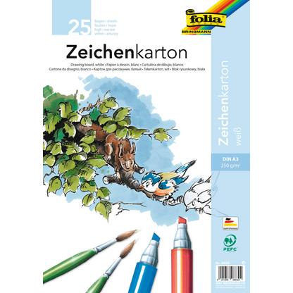 Artikelbild für folia Tonpapier Zeichenkarton weiß 250 g/qm 25 St., Artikelnummer 963292