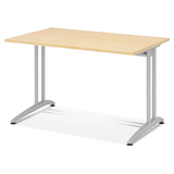 Artikelbild 1 für HAMMERBACHER Altus Schreibtisch ahorn rechteckig, C-Fuß-Gestell silber 120,0 x 80,0 cm, Artikelnummer 962506