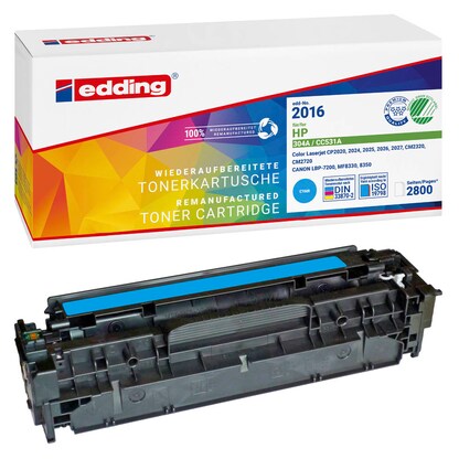 Artikelbild für edding EDD-2016 cyan Toner kompatibel zu HP 304A (CC531A), Artikelnummer 283731