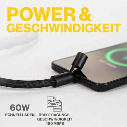 Artikelbild 8 für Aqiila® LANYARD Handykette Ladekabel schwarz, Kabellänge: 0,3 - 1,5 m, 60 Watt, Artikelnummer 739486