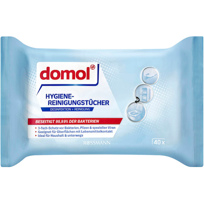 Artikelbild 2 für domol Desinfektionstücher 1-lagig weiß, 40 Tücher, Artikelnummer 213667
