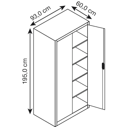 Artikelbild 2 für CP Stahlschrank 8922-00 S10551 lichtgrau 4 Fachböden 93,0 x 60,0 x 195,0 cm, aufgebaut, 1 St., Artikelnummer 415568