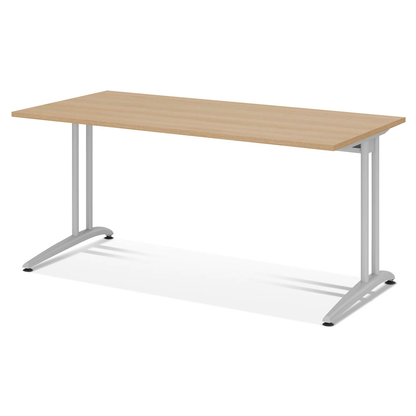 Artikelbild für HAMMERBACHER Altus Schreibtisch eiche rechteckig, C-Fuß-Gestell silber 160,0 x 80,0 cm, Artikelnummer 628622