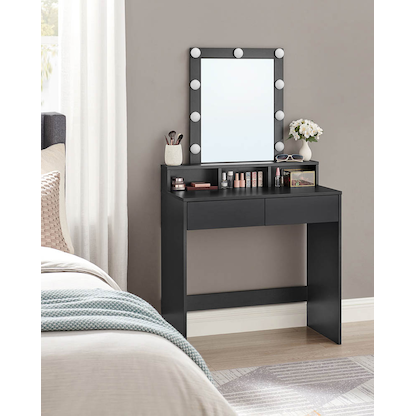 Artikelbild 5 für VASAGLE Schminktisch rechteckig Melamin, Spanplatte schwarz 80,0 x 40,0 x 145,0 cm, 1 St., Artikelnummer 438687