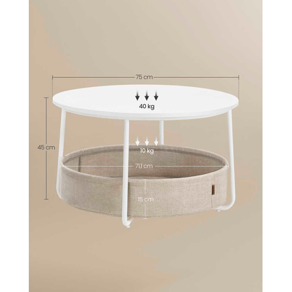 Artikelbild 2 für VASAGLE Couchtisch rund Spanplatte beige, weiß 75,0 x 75,0 x 45,0 cm, 1 St., Artikelnummer 760221