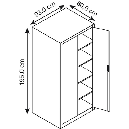 Artikelbild 2 für CP Stahlschrank 8924-00 S10167 lichtgrau, enzianblau 4 Fachböden 93,0 x 80,0 x 195,0 cm, aufgebaut, 1 St., Artikelnummer 415606