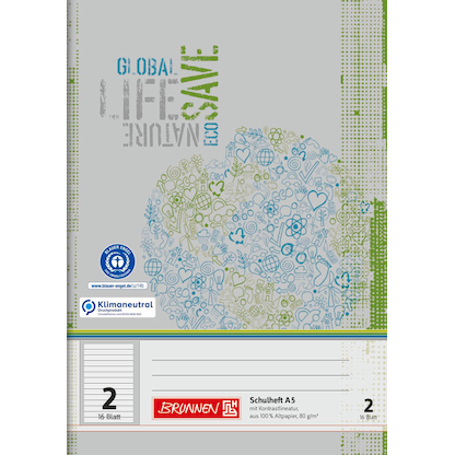 Artikelbild 2 für BRUNNEN Schulheft Recycling Lineatur 2 liniert DIN A5 ohne Rand, 16 Blatt, 1 St., Artikelnummer 162737