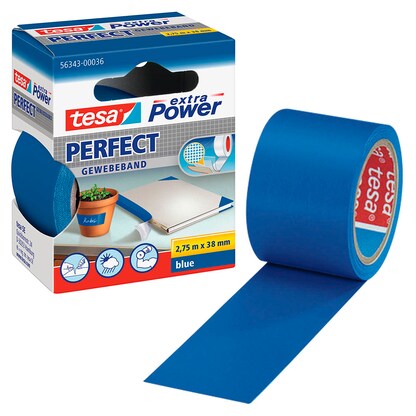 Artikelbild für tesa extra Power® Perfect Gewebeband blau 38,0 mm x 2,75 m 1 Rolle, Artikelnummer 110973