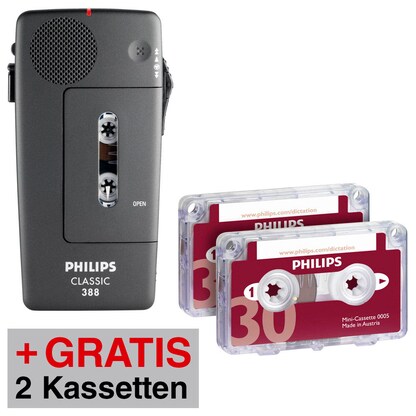 Artikelbild für AKTION: PHILIPS Pocket Memo 388 analoges Diktiergerät + GRATIS 2 PHILIPS Mini-Diktierkassetten, Artikelnummer 149459