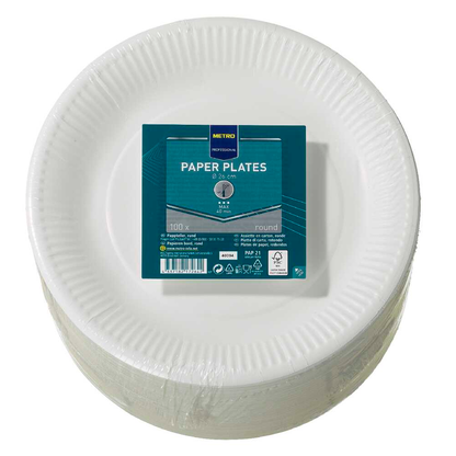 Artikelbild für METRO PROFESSIONAL Pappteller weiß Ø 26,0 cm, 100 St., Artikelnummer 798807