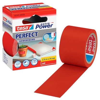 Artikelbild für tesa extra Power® Perfect Gewebeband rot 38,0 mm x 2,75 m 1 Rolle, Artikelnummer 110981