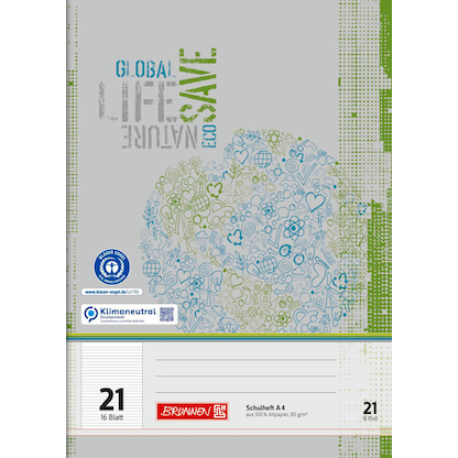 Artikelbild 2 für BRUNNEN Schulheft Recycling Lineatur 21 liniert DIN A4 ohne Rand, 16 Blatt, 1 St., Artikelnummer 162741
