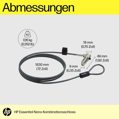 Artikelbild 4 für HP Essential Nano Laptopschloss 1,8 m, Artikelnummer 682728