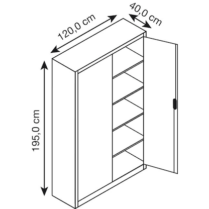 Artikelbild 2 für CP Stahlschrank 08930-00 S10009 lichtgrau, enzianblau 4 Fachböden 120,0 x 40,0 x 195,0 cm, aufgebaut, 1 St., Artikelnummer 415657