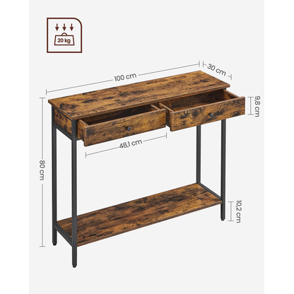 Artikelbild 7 für VASAGLE Konsolentisch rechteckig Spanplatte braun 100,0 x 30,0 x 80,0 cm, 1 St., Artikelnummer 290029