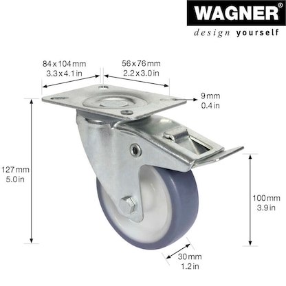Artikelbild 2 für WAGNER® design yourself Transportgeräte-Lenkrolle RO 7600 grau, Artikelnummer 418752