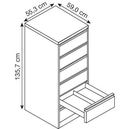 Artikelbild 2 für CP Acurado Karteischrank lichtgrau 6 Schubladen 55,3 x 59,0 x 135,7 cm, 1 St., Artikelnummer 826941