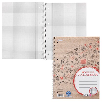 Artikelbild für LANDRÉ® Collegeblock Recycling kariert DIN A4 Innenrand, 1 St., Artikelnummer 298267