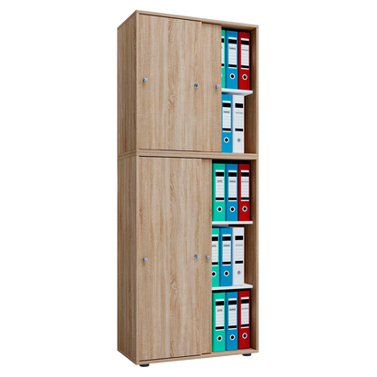 Artikelbild für VCM my office Schiebetürenschrank XXL Lona, 914375 eiche 3 Fachböden 70,0 x 37,0 x 183,0 cm, Artikelnummer 973216