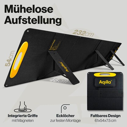 Artikelbild 3 für Aqiila® Sunbird P200 Lade-Solarpanel schwarz, Kabellänge: 3,0 m, 200 W, Artikelnummer 533939