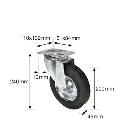 Artikelbild 3 für WAGNER® design yourself Transportgeräte-Lenkrolle RO 6200 silber, Artikelnummer 418307