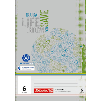 Artikelbild 2 für BRUNNEN Schulheft Recycling Lineatur 6 blanko DIN A5 ohne Rand, 16 Blatt, 1 St., Artikelnummer 162782