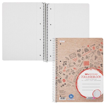 Artikelbild für LANDRÉ® Collegeblock Recycling kariert DIN A4 Innenrand, 1 St., Artikelnummer 298287