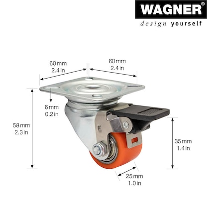 Artikelbild 2 für WAGNER® design yourself Schwerlast-Lenkrolle RO 7935 rot, Artikelnummer 420139