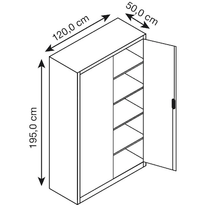 Artikelbild 3 für CP Stahlschrank 08931-00 S10014 lichtgrau 4 Fachböden 120,0 x 50,0 x 195,0 cm, aufgebaut, 1 St., Artikelnummer 415733
