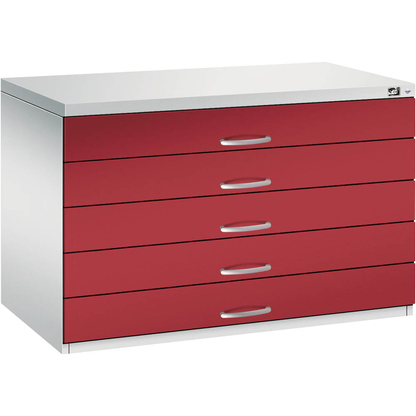 Artikelbild 4 für CP 7100 Planschrank lichtgrau, rubinrot 5 Schubladen 110,0 x 76,5 x 76,0 cm, 1 St., Artikelnummer 682551