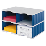 Artikelbild 1 für styro Sortierstation Styrodoc Jumbo Grundeinheit grau/blau mit 4 Fächern, Artikelnummer 250977