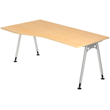 Artikelbild 1 für HAMMERBACHER AS18 höhenverstellbarer Schreibtisch ahorn Trapezform, A-Fuß-Gestell silber 180,0 x 80,0 cm, Artikelnummer 964072