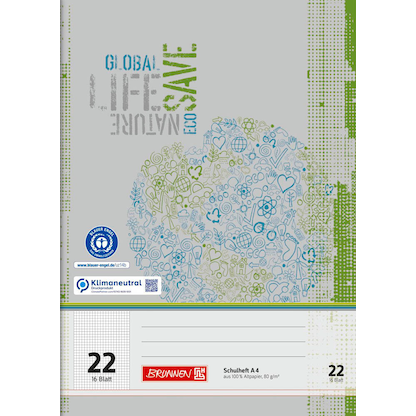 Artikelbild 2 für BRUNNEN Schulheft Recycling Lineatur 22 kariert DIN A4 ohne Rand, 16 Blatt, 1 St., Artikelnummer 162893