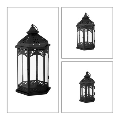Artikelbild 8 für relaxdays ohne Leuchtmittel Laternen-Set schwarz 12,5/16,0/20,0 cm, 3 St., Artikelnummer 643967