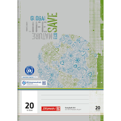 Artikelbild 2 für BRUNNEN Schulheft Recycling Lineatur 20 blanko DIN A4 ohne Rand, 16 Blatt, 1 St., Artikelnummer 162903