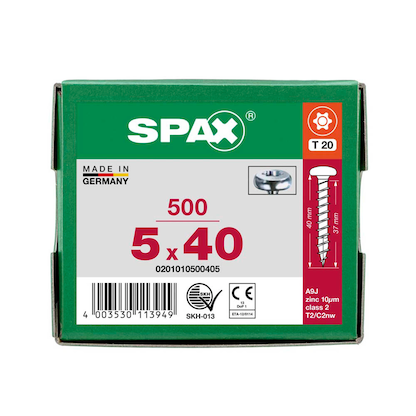 Artikelbild 10 für SPAX® Universalschrauben T20 Halbrundkopf WIROX 0201010500405 5 mm x 40 mm, 500 St., Artikelnummer 395909