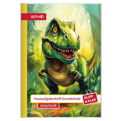 Artikelbild 2 für ROTH Hausaufgabenheft T-Rex Klipp & Klar liniert DIN A5 ohne Rand, 96 Blatt, 1 St., Artikelnummer 580599